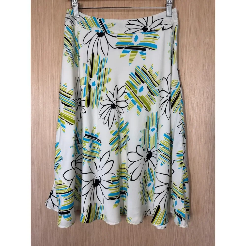 Valerie Stevens 100% Silk Floral Skirt Womens Size 4 Multicolor Event Retro - Picture 2 of 11